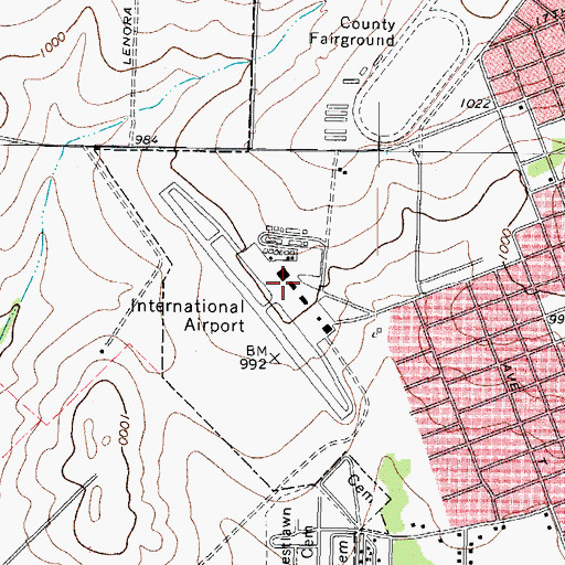 Topographic Map of Del Rio International Airport, TX