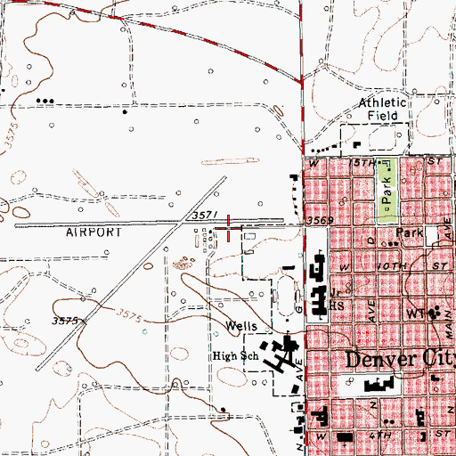 Topographic Map of Denver City Airport, TX