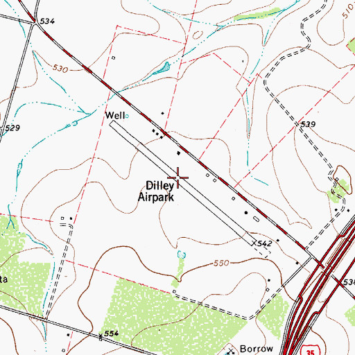 Topographic Map of Dilley Airpark, TX