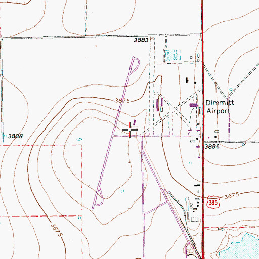 Topographic Map of Dimmitt Municipal Airport, TX