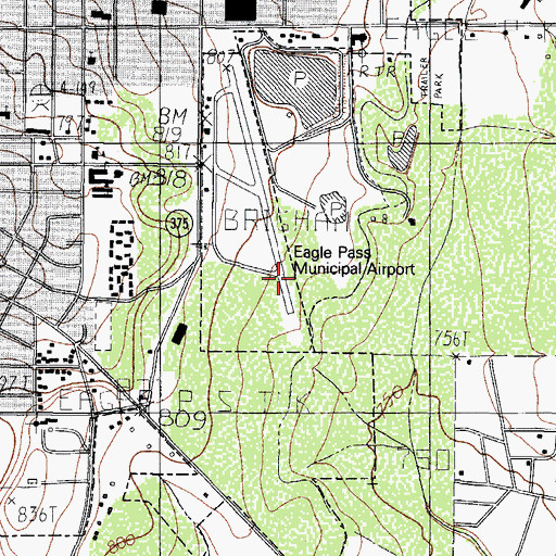 Topographic Map of Eagle Pass Municipal Airport (historical), TX