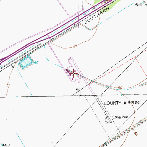 Topographic Map of Jackson County Airport, TX