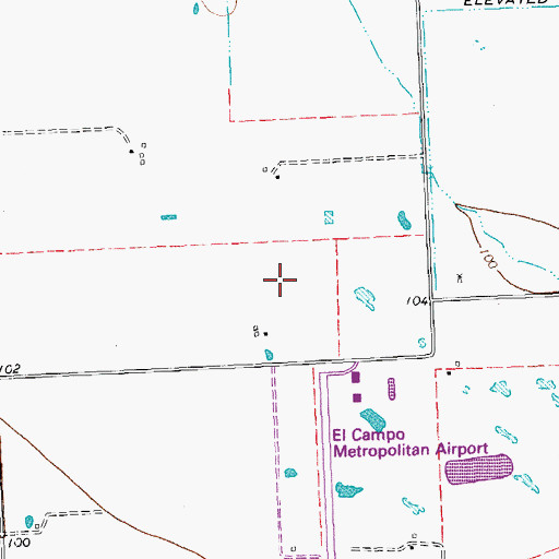 Topographic Map of Frels Airport, TX