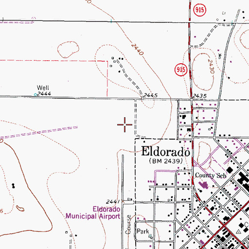 Topographic Map of Eldorado Airport, TX