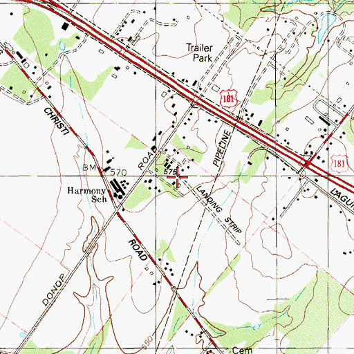 Topographic Map of Harmony Field, TX