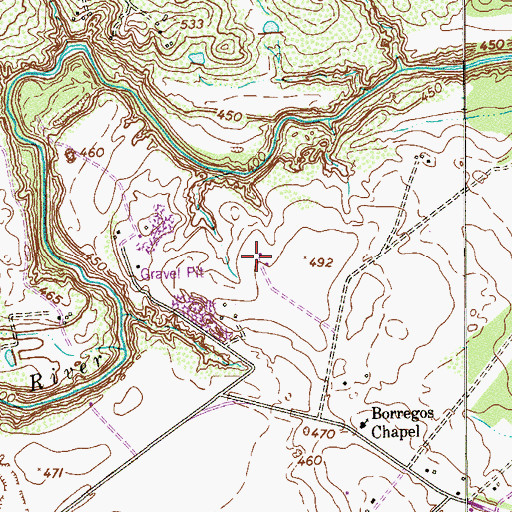 Topographic Map of Russell Paradise Airport, TX