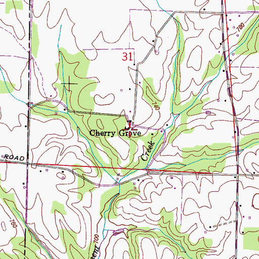 Topographic Map of Cherry Grove School (historical), AL