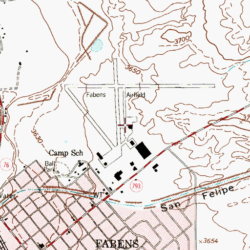 Topographic Map of Fabens Airport, TX