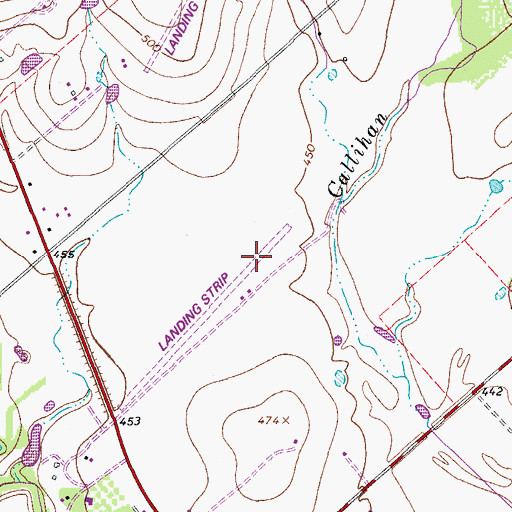 Topographic Map of Fentress Airpark, TX