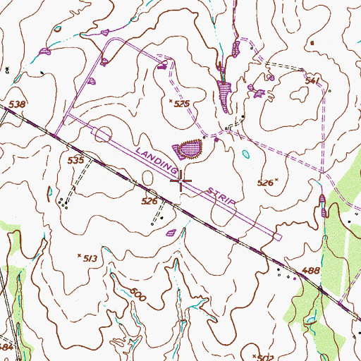 Topographic Map of John B Connally Ranch Airport, TX