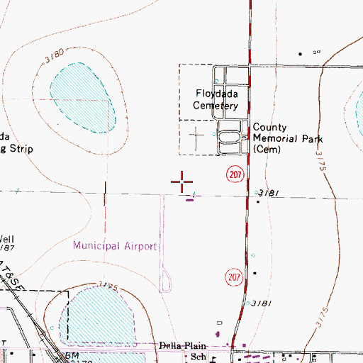 Topographic Map of Floydada Municipal Airport, TX