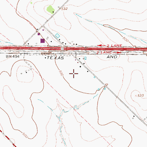 Topographic Map of Smith Field, TX