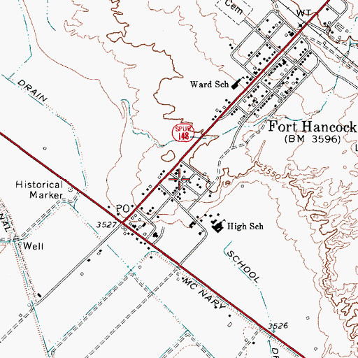 Topographic Map of Fort Hancock Heliport, TX