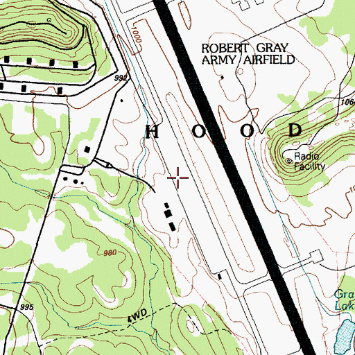 Topographic Map of Robert Gray Army Airfield, TX