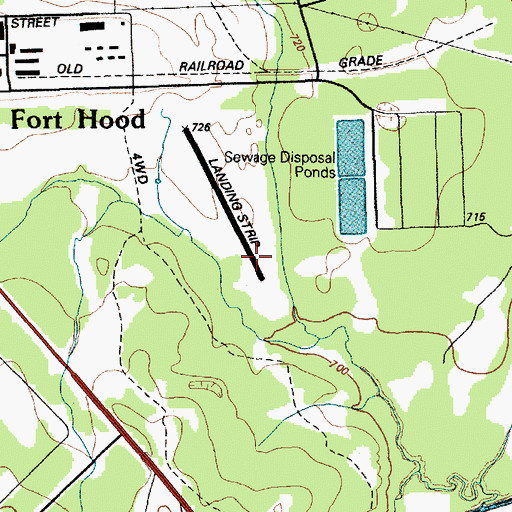 Topographic Map of Shorthorn Auxiliary Landing Strip, TX