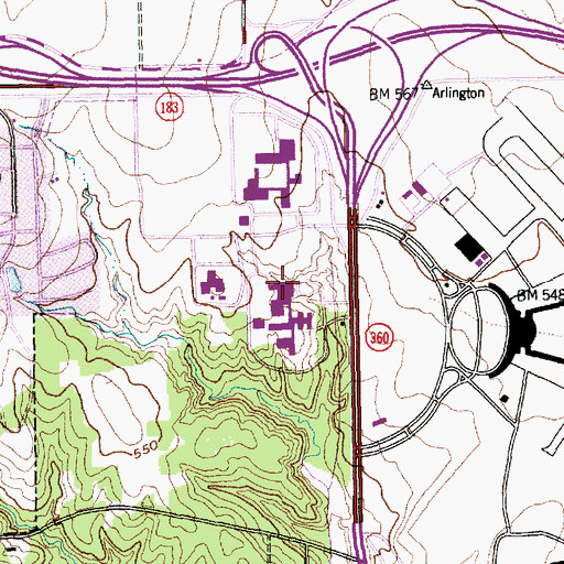 Topographic Map of Fort Worth Center Heliport, TX