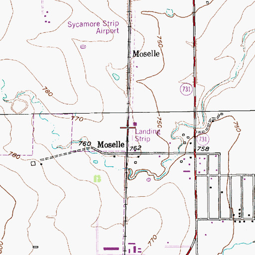 Topographic Map of Sycamore Strip, TX