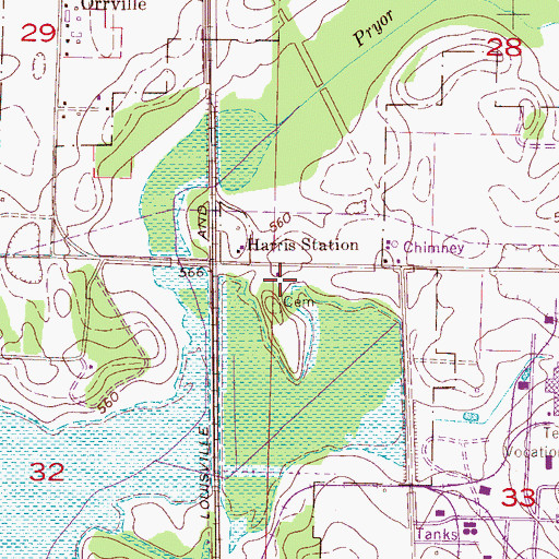 Topographic Map of Harris School (historical), AL