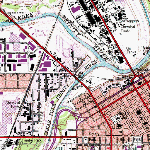 Topographic Map of Mallick Tower Heliport, TX