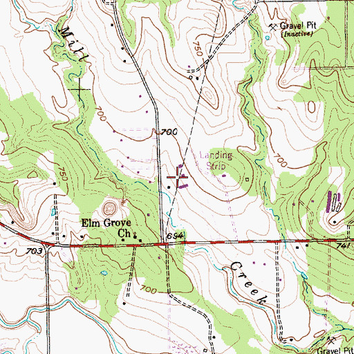Topographic Map of Flying Oaks Airport, TX