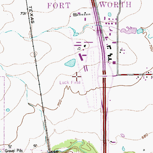 Topographic Map of Luck Field (historical), TX