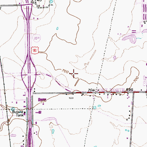 Topographic Map of Fort Worth Spinks Airport, TX