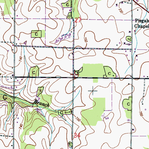 Topographic Map of Lapington Store (historical), AL