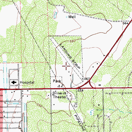 Topographic Map of Duval-Freer Airport, TX