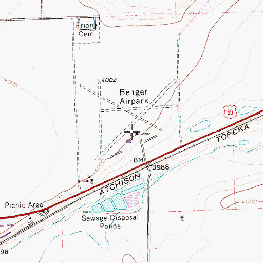 Topographic Map of Benger Air Park, TX