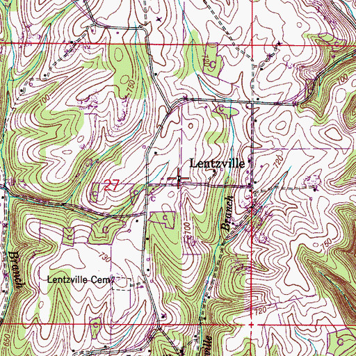 Topographic Map of Lentzville School (historical), AL