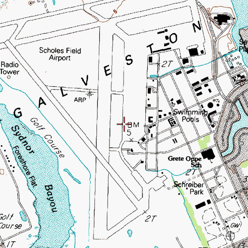 Topographic Map of Scholes International at Galveston Airport, TX