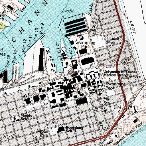 Topographic Map of University of Texas Medical Branch Hospital Heliport, TX