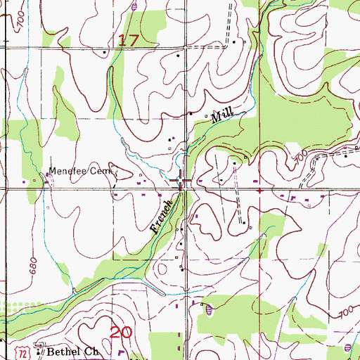 Topographic Map of McCully Mill (historical), AL