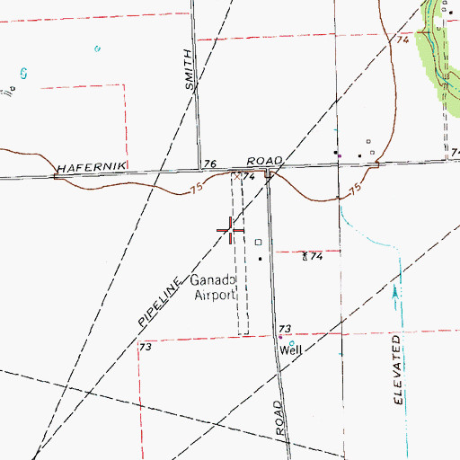 Topographic Map of Calaway Airport, TX