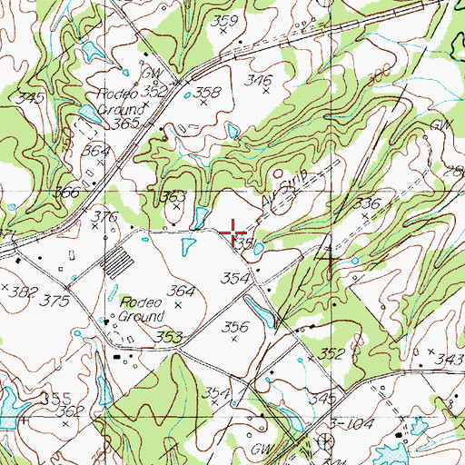 Topographic Map of Barton Memorial Airport (historical), TX