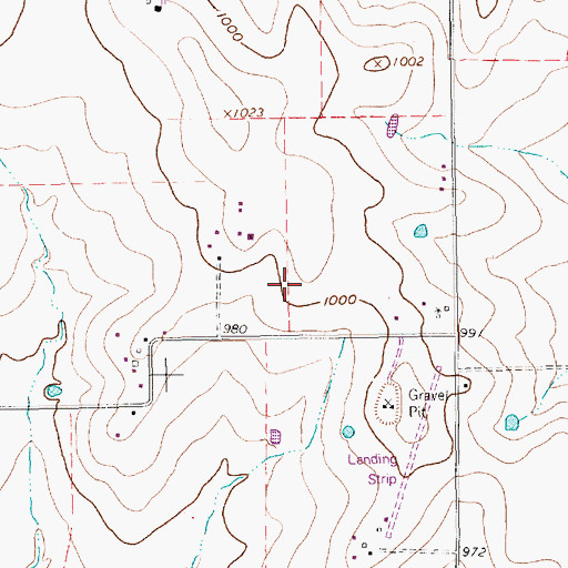 Topographic Map of Coppenger Farm Airport, TX