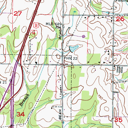 Topographic Map of Moses Chapel (historical), AL