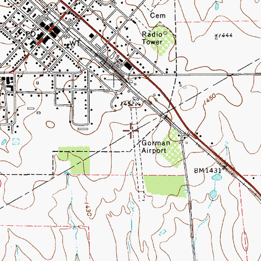 Topographic Map of Gorman Airport, TX