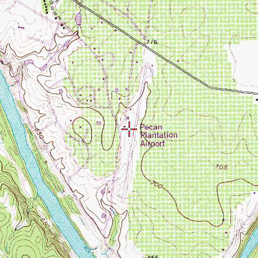 Topographic Map of Pecan Plantation Airport, TX
