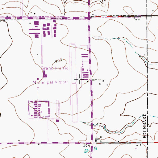 Topographic Map of Grand Prairie Municipal Airport, TX