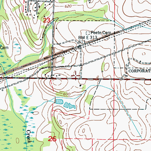 Topographic Map of Mount Pleasant School (historical), AL