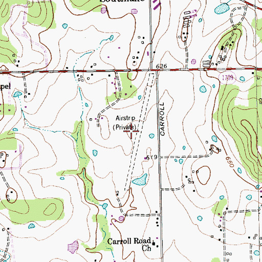 Topographic Map of Flying Cap Valley Airport (historical), TX