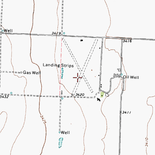 Topographic Map of Cluck Ranch Airport (historical), TX
