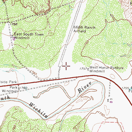 Topographic Map of 6666 Ranch Airport, TX