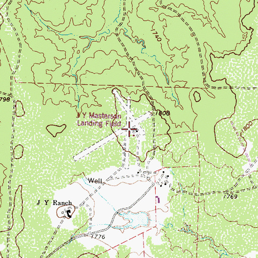 Topographic Map of J Y Ranch-R B Masterson III Estate Airport, TX
