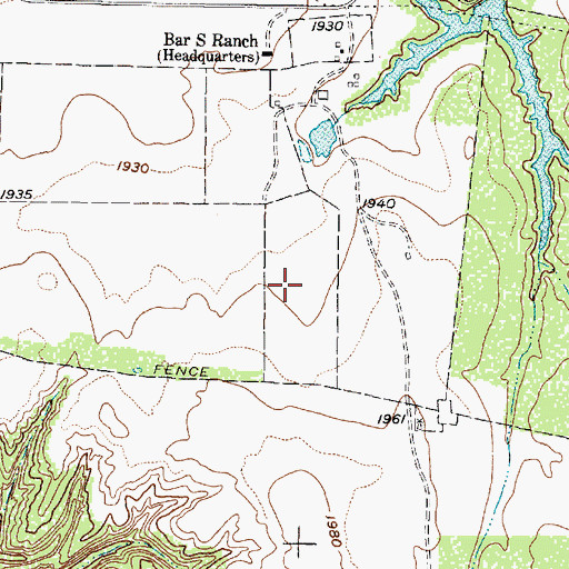 Topographic Map of Bar S Ranch Airport (historical), TX