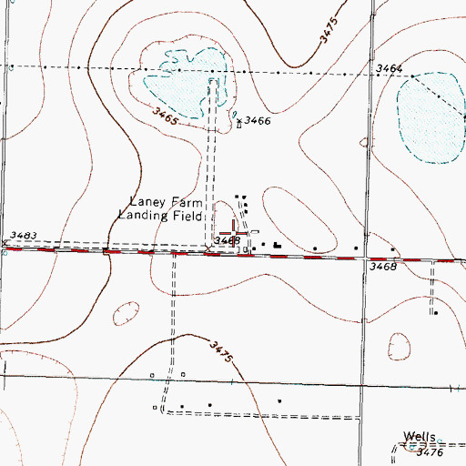 Topographic Map of Laney Farm Airport, TX
