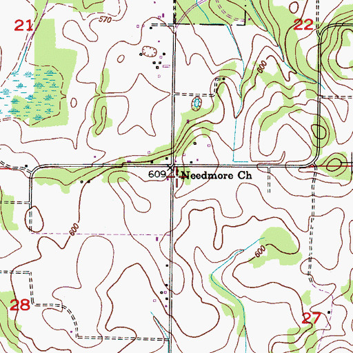 Topographic Map of Needmore School (historical), AL