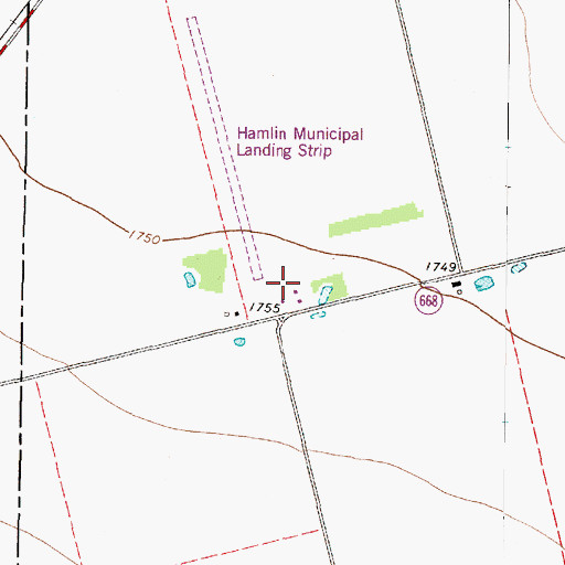 Topographic Map of Hamlin Municipal Airport, TX