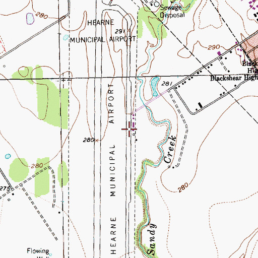 Topographic Map of Hearne Municipal Airport, TX